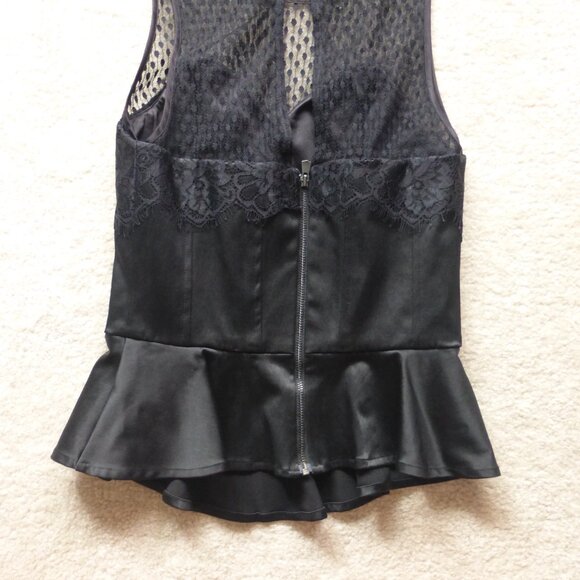 GUESS mixed satin, lace and mesh peplum top - Picture 8 of 8